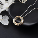 Noble Women 925 Sterling Silver Necklace Circle Crystal Pendant Chain