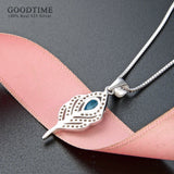 925 Sterling Silver Necklace Leaf Zircon Pendant Crystal Chain Jewelry