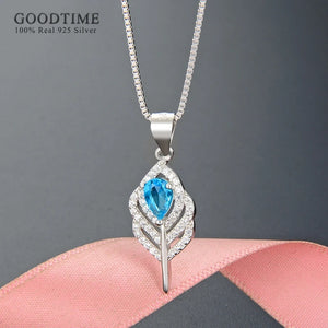 925 Sterling Silver Necklace Leaf Zircon Pendant Crystal Chain Jewelry