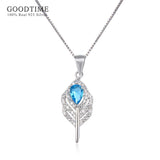 925 Sterling Silver Necklace Leaf Zircon Pendant Crystal Chain Jewelry