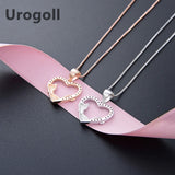 Noble Women 925 Silver Necklace Zircon Heart Pendant Chain Jewelry