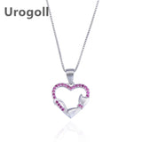 Noble Women 925 Silver Necklace Zircon Heart Pendant Chain Jewelry
