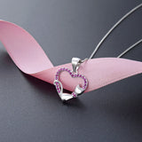 Noble Women 925 Silver Necklace Zircon Heart Pendant Chain Jewelry