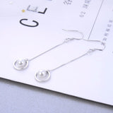Noble Women's 925 Silver Earrings Freshwater Pearl Dangle Charming Jewelry