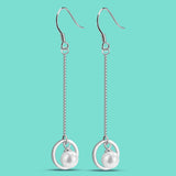 Noble Women's 925 Silver Earrings Freshwater Pearl Dangle Charming Jewelry