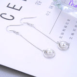 Noble Women's 925 Silver Earrings Freshwater Pearl Dangle Charming Jewelry