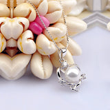 Noble Women's Pearl Pendant Necklace-Sterling Silver Necklace