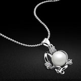 Noble Women's Pearl Pendant Necklace-Sterling Silver Necklace