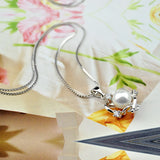 Noble Women's Pearl Pendant Necklace-Sterling Silver Necklace