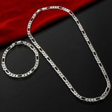 925 Sterling Silver Chain Bracelet Necklace Set
