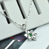 Noble Women's 925 Sterling Silver Green Zircon Necklace