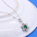 Noble Women's 925 Sterling Silver Green Zircon Necklace