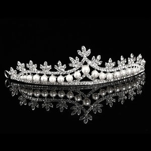 Bridal Pearl Tiara Crown Rhinestone Veil Headband