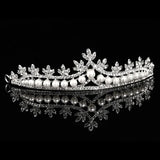 Bridal Pearl Tiara Crown Rhinestone Veil Headband