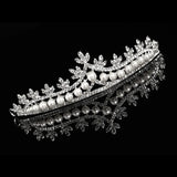 Bridal Pearl Tiara Crown Rhinestone Veil Headband