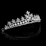 Bridal Pearl Tiara Crown Rhinestone Veil Headband