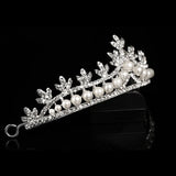 Bridal Pearl Tiara Crown Rhinestone Veil Headband