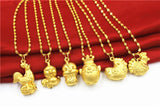 Euro 3d Zodiac Chicken Baby Plated Golden Chicken Pendant Necklace