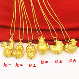 Euro 3d Zodiac Chicken Baby Plated Golden Chicken Pendant Necklace