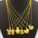 Euro 3d Zodiac Chicken Baby Plated Golden Chicken Pendant Necklace