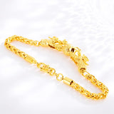 14k Bead Chain Bracelet Double Dragon Ornament Gift
