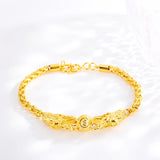 14k Bead Chain Bracelet Double Dragon Ornament Gift