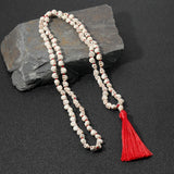 Skull Beaded Knot 108 Mala Necklace Hip Hop Tass