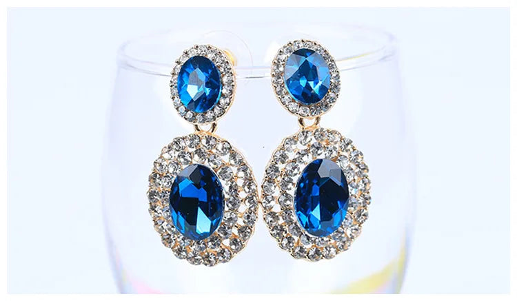 Exaggerated Zircon Crystal Gem Earrings Large Earrings for Women Bride Wedding