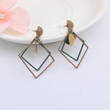 Matte Square Pendant Clip On Earrings Geometric Ear Clips Female