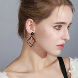 Matte Square Pendant Clip On Earrings Geometric Ear Clips Female
