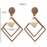 Matte Square Pendant Clip On Earrings Geometric Ear Clips Female