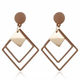 Matte Square Pendant Clip On Earrings Geometric Ear Clips Female