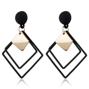Matte Square Pendant Clip On Earrings Geometric Ear Clips Female