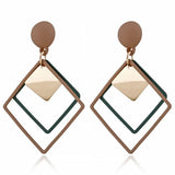 Matte Square Pendant Clip On Earrings Geometric Ear Clips Female