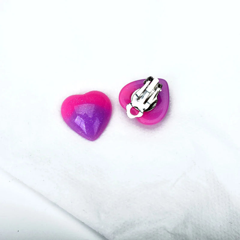 Heart Clip On Earrings for Women Resin Jewelry Ear Cuff