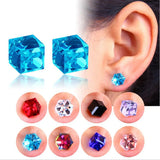 Magnet Square Crystal Ear Clip Magnetic Ear Stud Earrings
