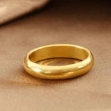 18K Golden Glossy Ring, Couple Engagement Wedding Silver 925 Jewelry