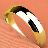 18K Golden Glossy Ring, Couple Engagement Wedding Silver 925 Jewelry
