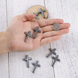 20pcs Hematite Pendants Cross Jewelry Making 33.5x23x4mm
