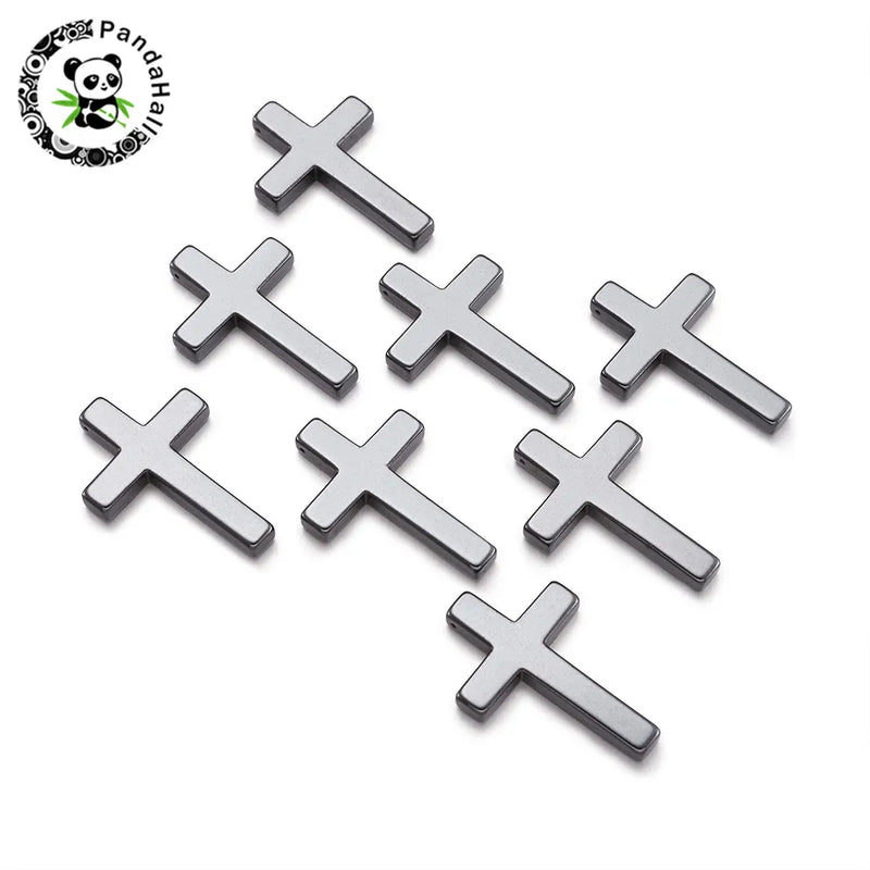 20pcs Hematite Pendants Cross Jewelry Making 33.5x23x4mm