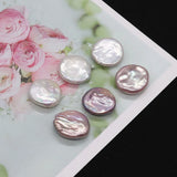 Natural Freshwater Pearl Pendant 19-20mm Round Flat Cultured Pearl Button Beads