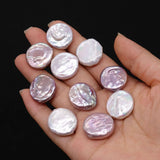Natural Freshwater Pearl Pendant 19-20mm Round Flat Cultured Pearl Button Beads
