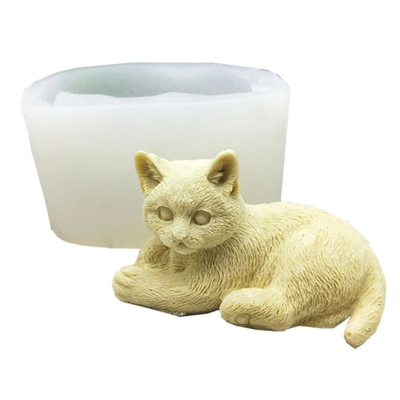 Non-toxic Cat Resin Ornament Mould for DIY Scented Candles & Soap