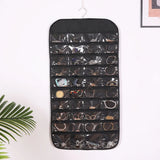 Non-woven Jewelry Organizer 80 Grid Hanging Storage Bag Grey