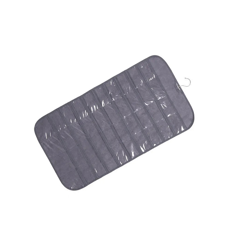 Non-woven Jewelry Organizer 80 Grid Hanging Storage Bag Grey