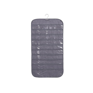 Non-woven Jewelry Organizer 80 Grid Hanging Storage Bag Grey