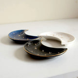 Nordic Ceramic Moon Shape Jewelry Dish Earrings Necklace Ring Storage