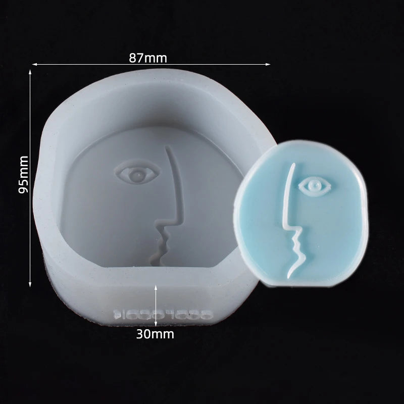 Nordic Abstract Human Face Plaster Candle Silicone Mold