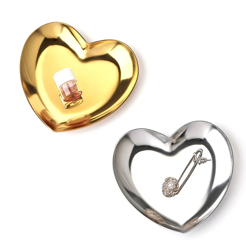 Colorful Metal Heart Shaped Jewelry Storage Tray