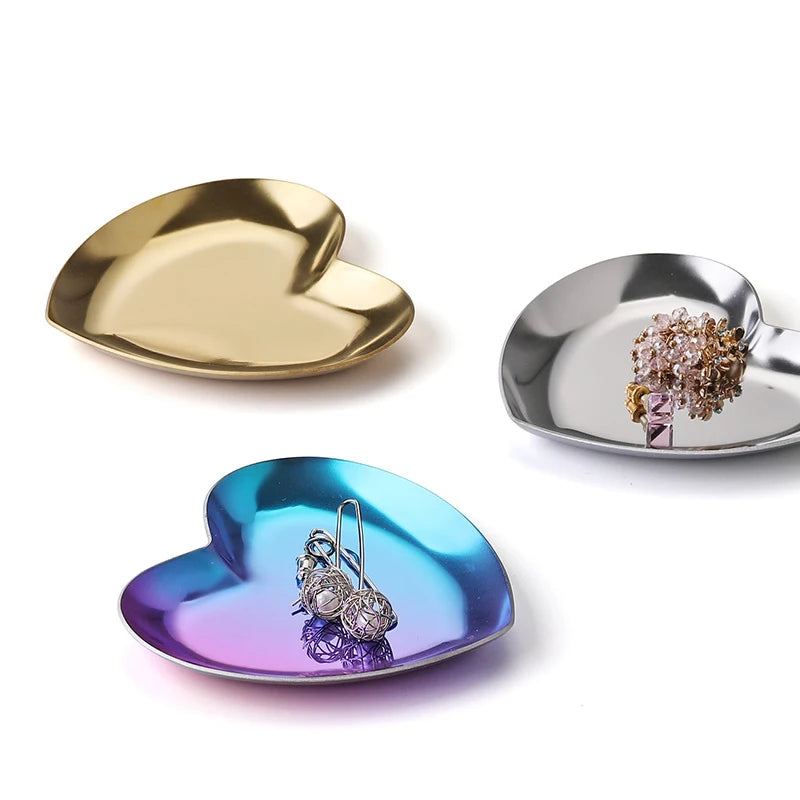Colorful Metal Heart Shaped Jewelry Storage Tray